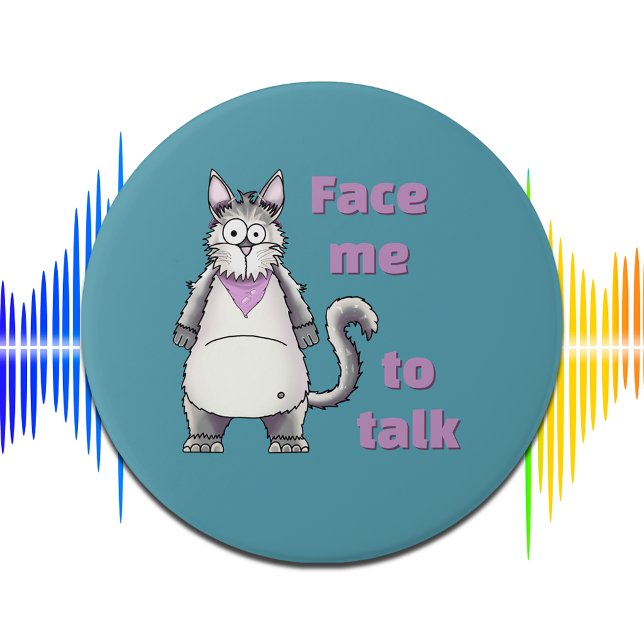 Döv Daisy Katt Hörselnedsättning Medvetenhet Perso Knapp (visible disability signal, non medical awareness art, storybook cat kids accessibility pin badge)