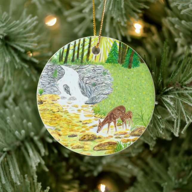 Dov och kalv julgransprydnad keramik (Träd)