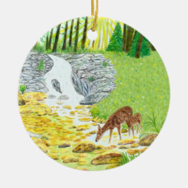 Dov och kalv julgransprydnad keramik