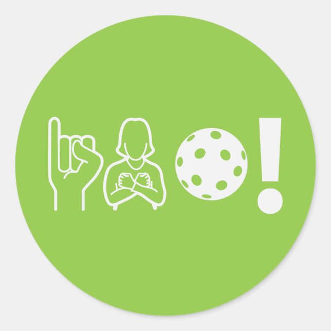 Döv Pickleball Runt Klistermärke (Framsida)