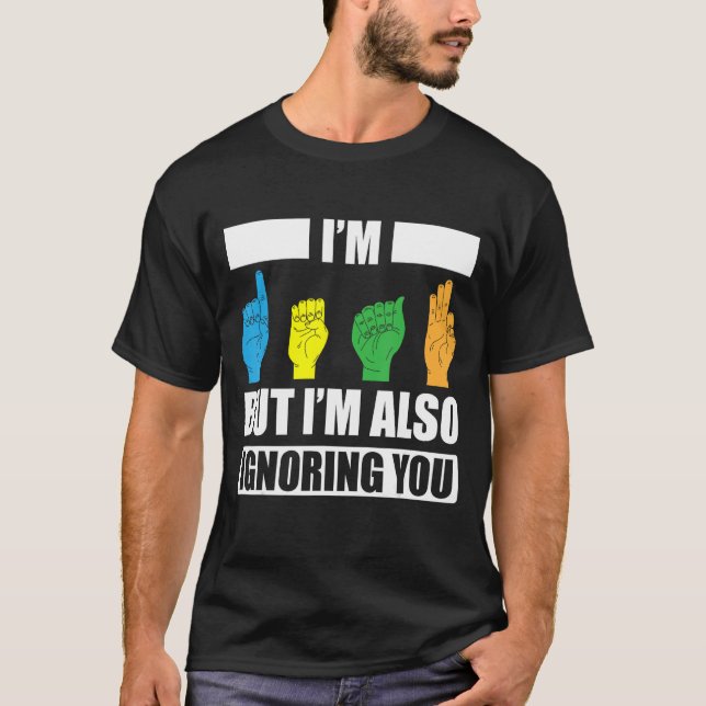 Döv Pride ASL Hand Gesture Hearing Aid Hand Sign T Shirt (Framsida)