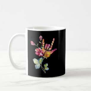 Döv Pride ASL Teacher Blommigt ILY Kärlek Sign Lan Kaffemugg