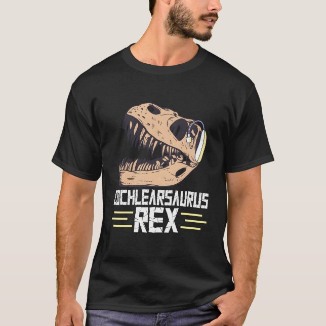 Döv Pride Cochlear Implant Dinosaur Trex Cochlear T Shirt (Framsida)