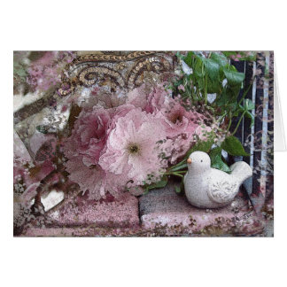 Dova med blomsterkort hälsningskort