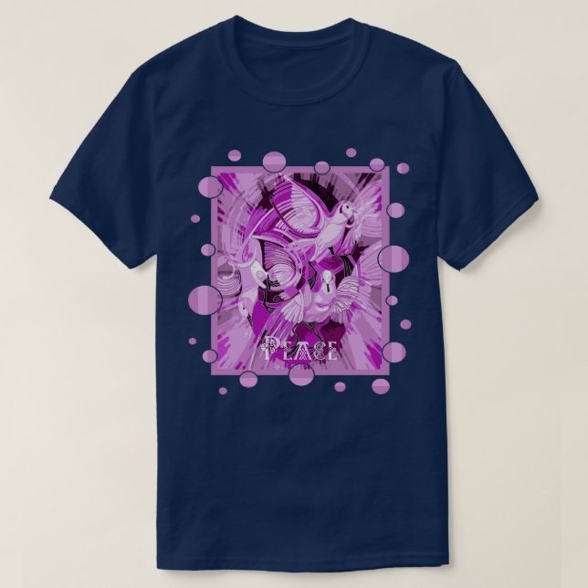 Dova med keltisk fredstext i lilaktaoner t shirt (Design framsida)