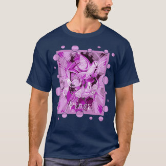 Dova med keltisk fredstext i lilaktaoner t shirt