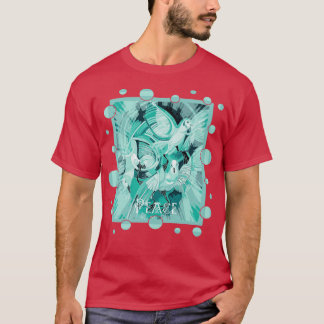 Dova med keltisk fredstext i vattenkastare t shirt