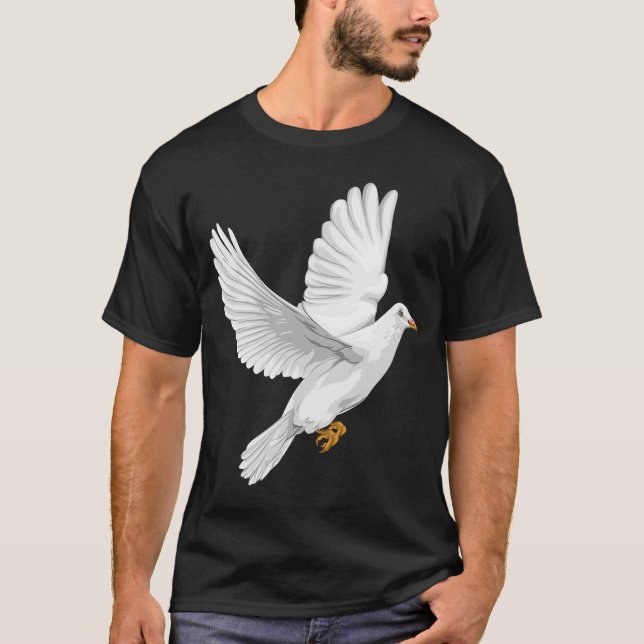 Dova Peace White Pigeon Hand plockade Artwork Grap T Shirt (Framsida)