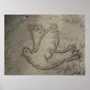 Dova som ritas in i Poster Sand