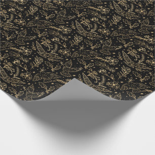 Dovar av Peace Black Shimmer Gold Foil Blommigt Presentpapper