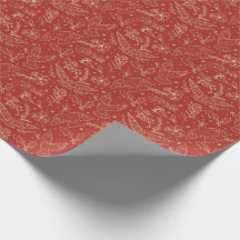 Dovar av Peace Red Shimmer Gold Foil Blommigt