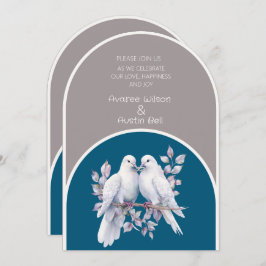 Dovar och Ringar Light Grått och Ocean Blue Arches Inbjudningar