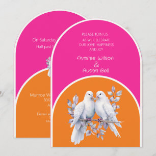 Dovar och Ringar Shock rosa och Tangerine Arched Inbjudningar