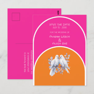 Dovar och Ringar Shock rosa och Tangerine Arched Vykort