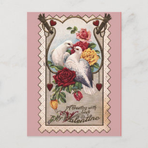 Dovar och Ro på Rosa Victorian Valentine Card Helg Vykort
