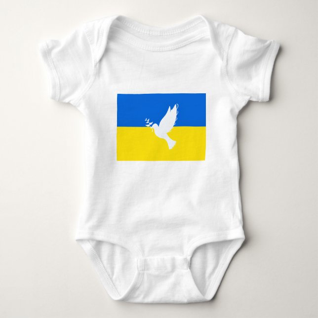Dove av fredsguddräkt i Baby i Ukraina Flagga T Shirt (Framsida)