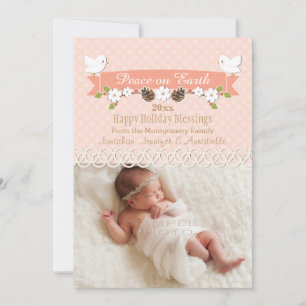  DOVE BABY 1ST CHRISTMAS HELGDAG PHOTO-KORT JULKORT