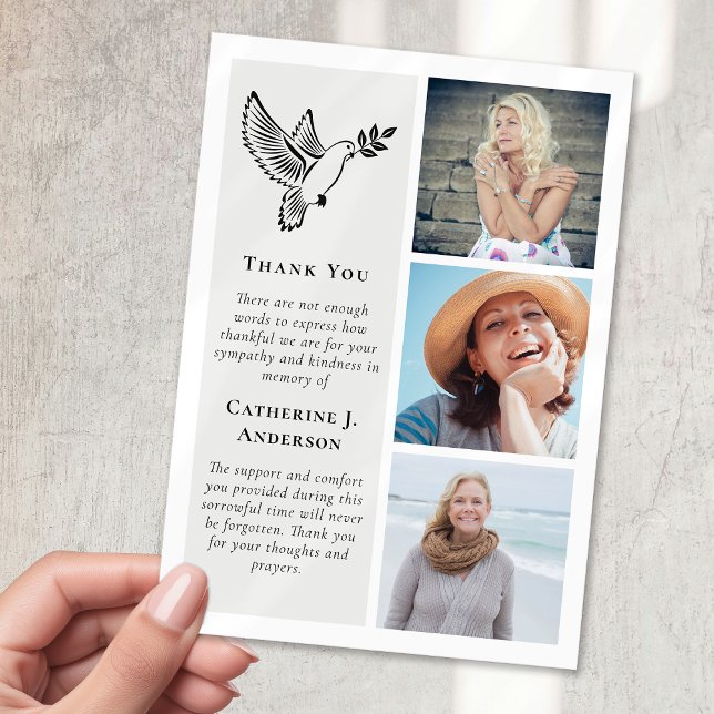 Dove Bird 3 Photo Sympathy Funeral Tack Kort (Skapare uppladdad)