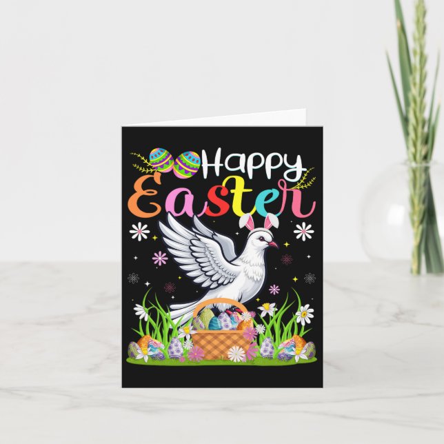 Dove Bird Glad påsk Egg Hunt Bunny Ear Dove Eas Kort (Framsida)