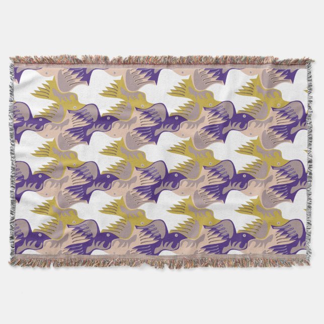 Dove Birds Mönster Tesselation Throw Blanket 4 Filt (Framsidan)