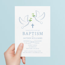 Dove Blue Boy Baptism-inbjudan