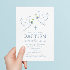 Dove Blue Boy Baptism-inbjudan Inbjudningar