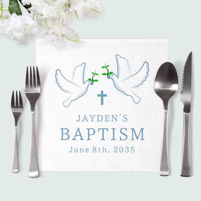 Dove Blue Boy Baptism Pappersservett (Dove Blue Boy Baptism Napkins
)