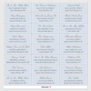 Dove Blue Elegant Script 24 Bröllop Guest Adress Klistermärken