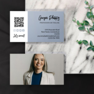 Dove Blue QR-kod Foto Social Media Icons Visitkort