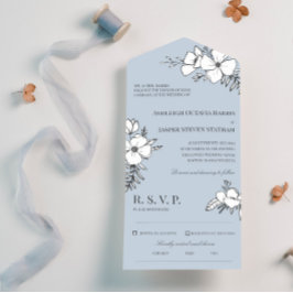 Dove Blue & White Söt Flowers Bröllop