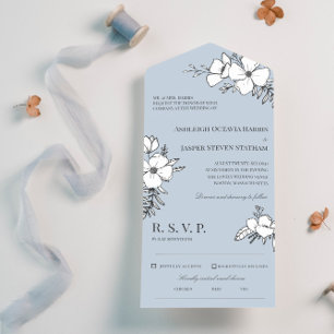 Dove Blue & White Söt Flowers Bröllop