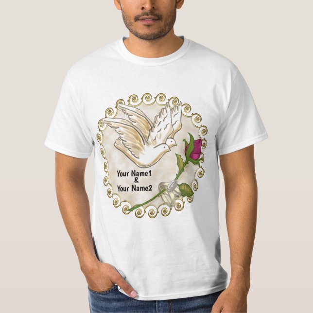 Dove Bröllop Ringar t-shirts (Framsida)