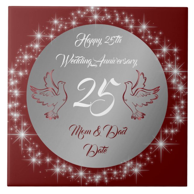 Dove Customize Happy Silver 25th Anniversary Kakelplatta (Framsidan)