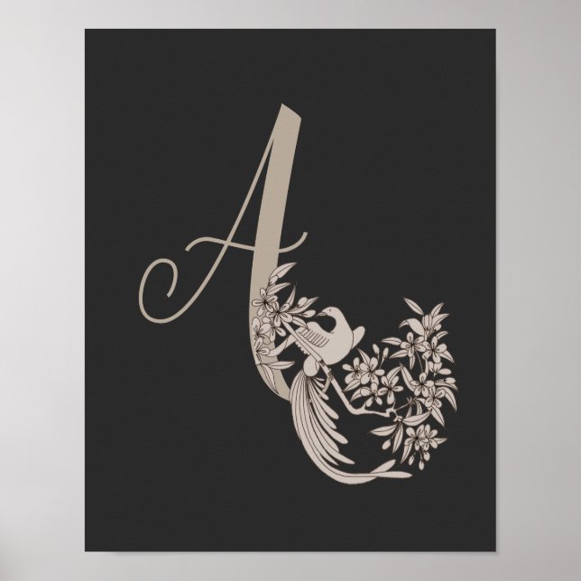 Dove Elegant Monogram Initial A  Poster (Framsidan)