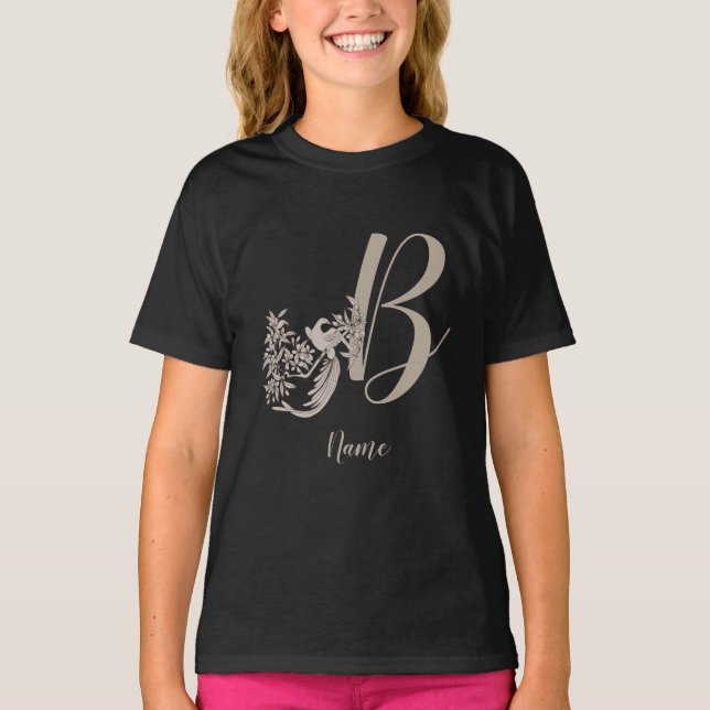 Dove Elegant Monogram Initial B Personlig T Shirt (Framsida)