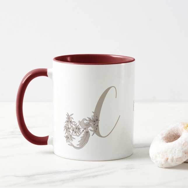 Dove Elegant Monogram Initial C Personlig Mugg (Med munk)