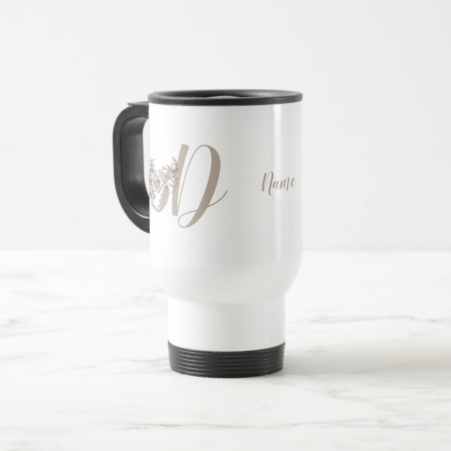 Dove Elegant Monogram Initial D Personlig Resemugg (Framsida vänster)