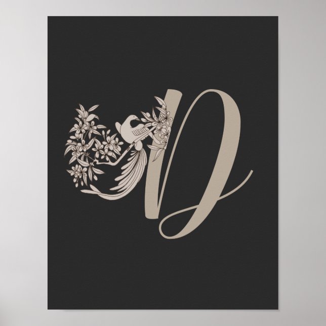 Dove Elegant Monogram Initial D Poster (Framsidan)