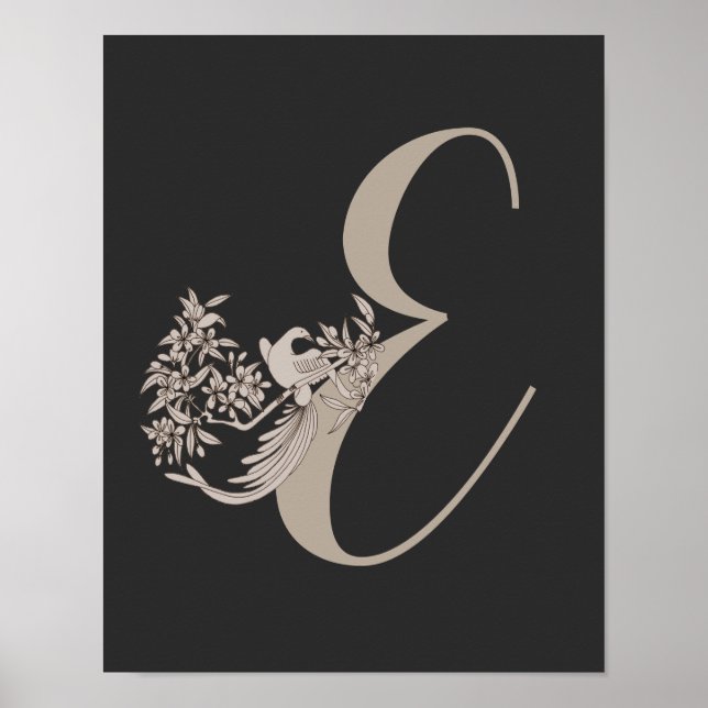 Dove Elegant Monogram Initial E Poster (Framsidan)