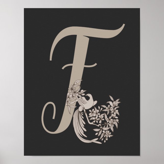 Dove Elegant Monogram Initial F Poster (Framsidan)