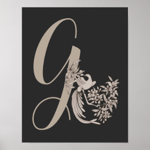 Dove Elegant Monogram Initial G Personlig Poster