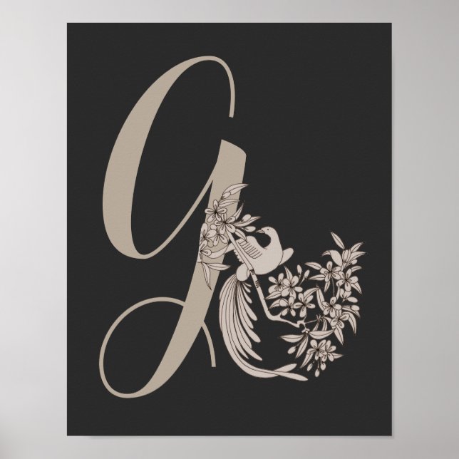 Dove Elegant Monogram Initial G Personlig Poster (Framsidan)