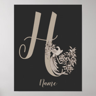 Dove Elegant Monogram Initial H Personlig Poster