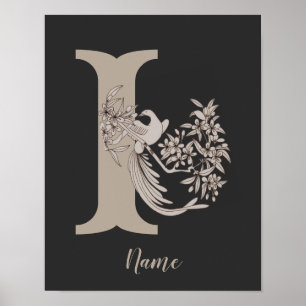 Dove Elegant Monogram Initial I Personlig Poster