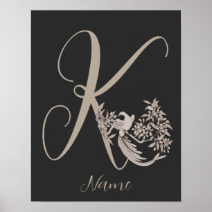 Dove Elegant Monogram Initial K Personlig Poster