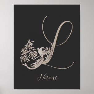 Dove Elegant Monogram Initial L Personlig Poster