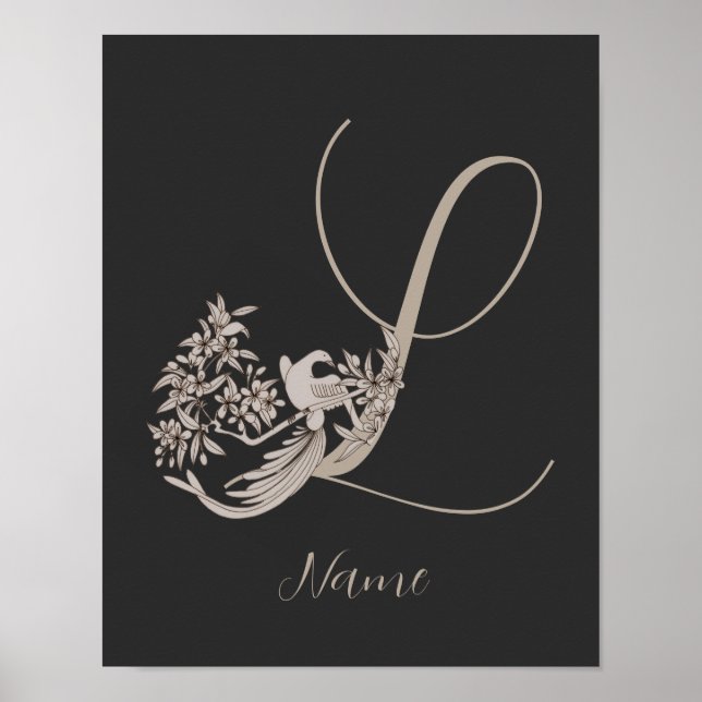 Dove Elegant Monogram Initial L Personlig Poster (Framsidan)