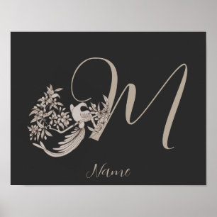 Dove Elegant Monogram Initial M Personlig Poster