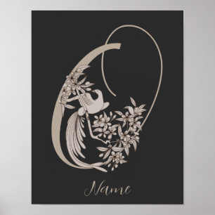 Dove Elegant Monogram Initial O Personlig Poster