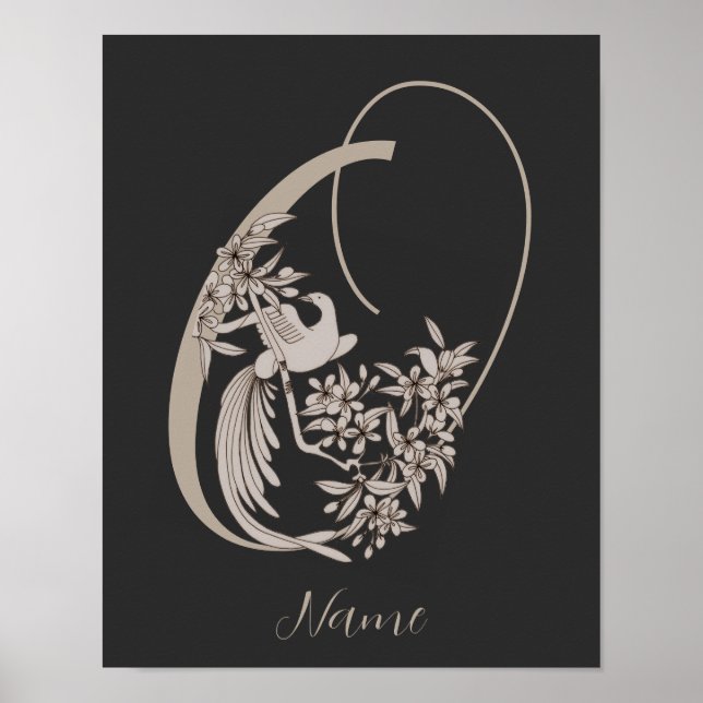 Dove Elegant Monogram Initial O Personlig Poster (Framsidan)